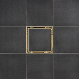 SereneDrains Square Shower Drain Kit with Base - Tile Insert - Matte Gold - 5 Inch