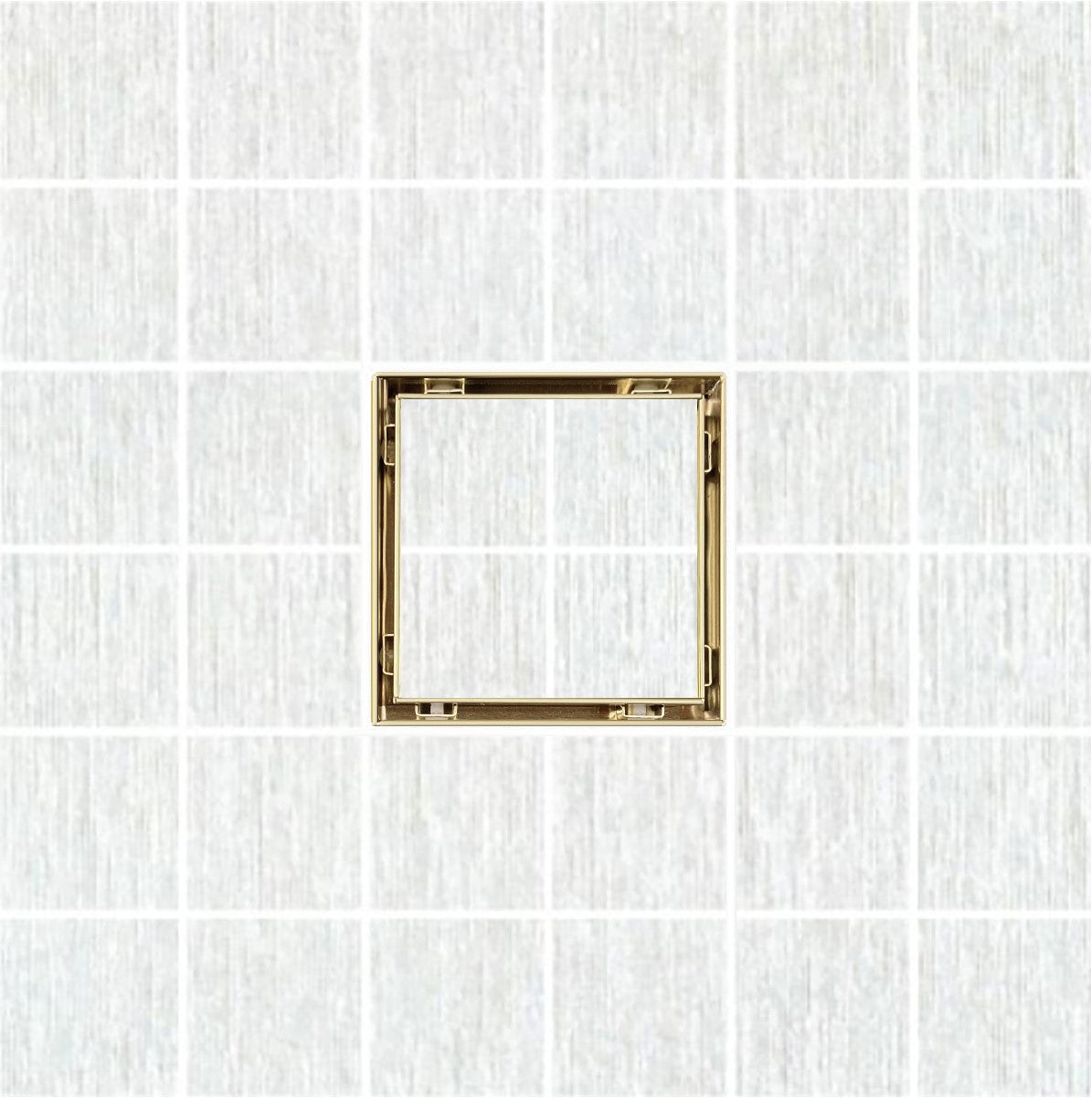 SereneDrains Square Shower Drain Kit with Base - Tile Insert - Matte Gold - 5 Inch