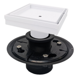 SereneDrains Square Shower Drain Kit with Base - Tile Insert - Matte White - 5 Inch