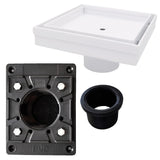 SereneDrains Square Shower Drain Kit with Base - Tile Insert - Matte White - 5 Inch