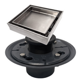 SereneDrains Square Shower Drain Kit with Base - Tile Insert - Brushed Nickel - 4 Inch