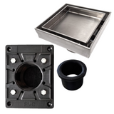 SereneDrains Square Shower Drain Kit with Base - Tile Insert - Brushed Nickel - 4 Inch