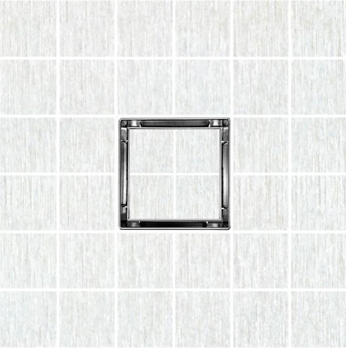 SereneDrains Square Shower Drain Kit with Base - Tile Insert - Brushed Nickel - 4 Inch