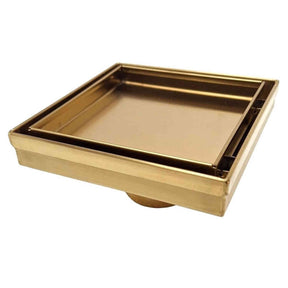 Serene Drains Square Shower Drain Tile Insert Gold 5 Inch