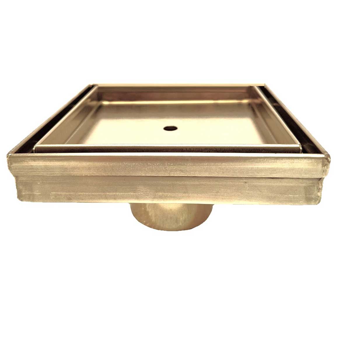 SereneDrains Square Shower Drain Tile Insert Satin Gold 5 Inch
