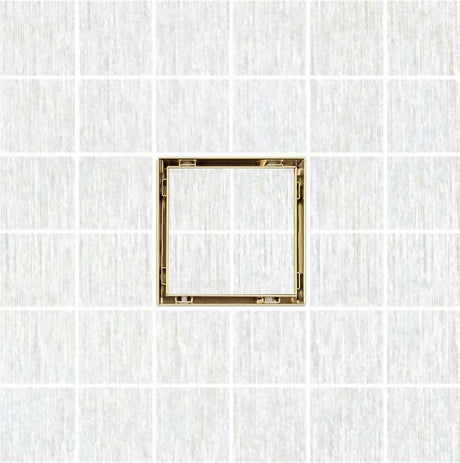 SereneDrains Square Shower Drain Kit with Base - Tile Insert - Matte Gold - 5 Inch