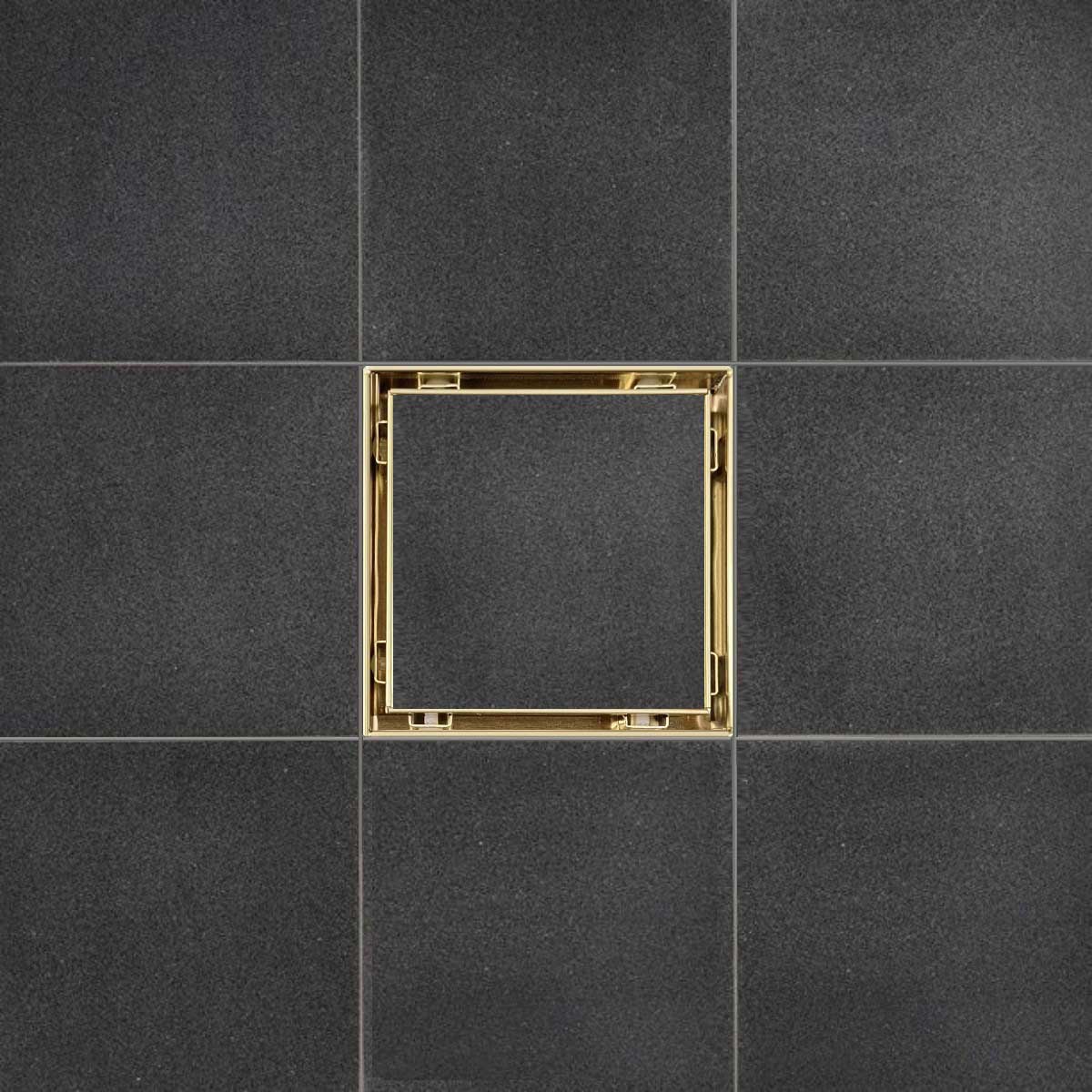 SereneDrains Square Shower Drain Tile Insert Satin Gold 5 Inch