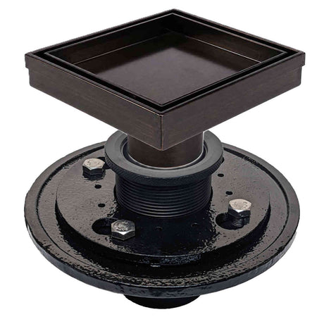 5 inch square tile insert shower drain kit in Oil Rubbed Bronze with Cast Iron drain