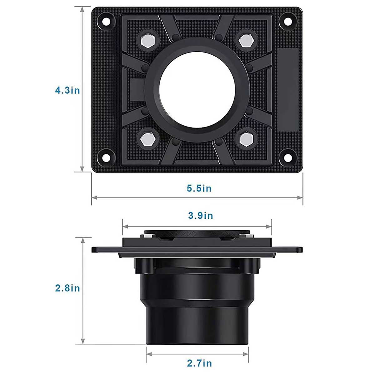 SereneDrains Square PVC 2 Inch Shower Drain Base for Linear Square Shower Drains
