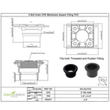 SereneDrains Square PVC 2 Inch Shower Drain Base for Linear Square Shower Drains