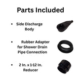 SereneDrains ABS Horizontal Side Discharge Outlet Low Profile Shower Drain Assembly Reducer PVC Base Pipe Fitting P Trap