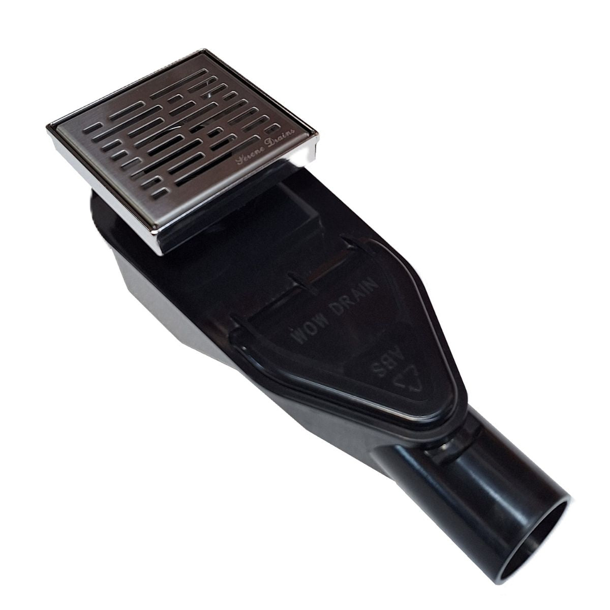SereneDrains ABS Horizontal Side Discharge Outlet Low Profile Shower Drain Assembly Reducer PVC Base Pipe Fitting P Trap