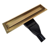SereneDrains Tile Insert with discharge drain in Satin Gold
