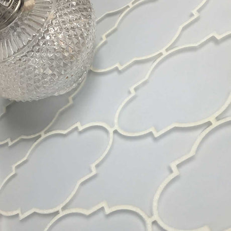 Urban Mist matte trellis glass mosaic tile for bathroom wall installation