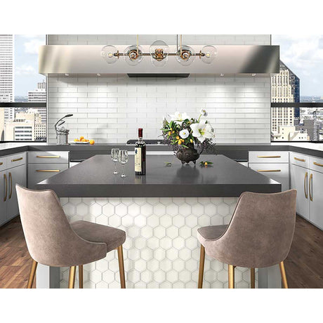 Matte glass hexagon tile for modern kitchen backsplash design
