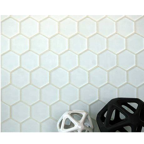 Alabastro matte hexagon glass tile for bathroom wall installation