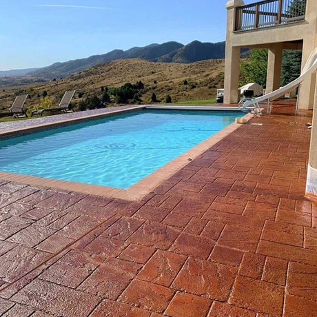 Smith Paint sealer over Pool area with a brick patio and mountain view
