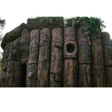 Wooden log structure with natural texture and plants on top applied with Smith Paint Poly-SB