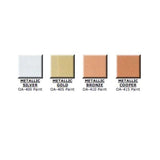 Four metallic paint swatches labeled 'Metallic Silver', 'Metallic Gold', 'Metallic Bronze', and 'Metallic Cooper' on a white background.