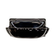 Black Glossy Porcelain soap dish bathroom accessory designed to blend with surrounding tile. 