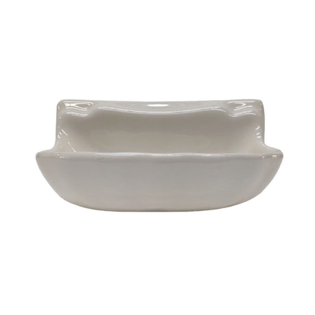 Small biscuit glossy porcelain soap dish shell for tiled shower and bathroom walls.