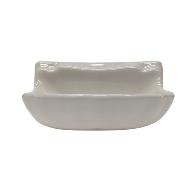 Small biscuit glossy porcelain soap dish shell for tiled shower and bathroom walls.