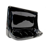 Porcelain soap dish in glossy black on a white background