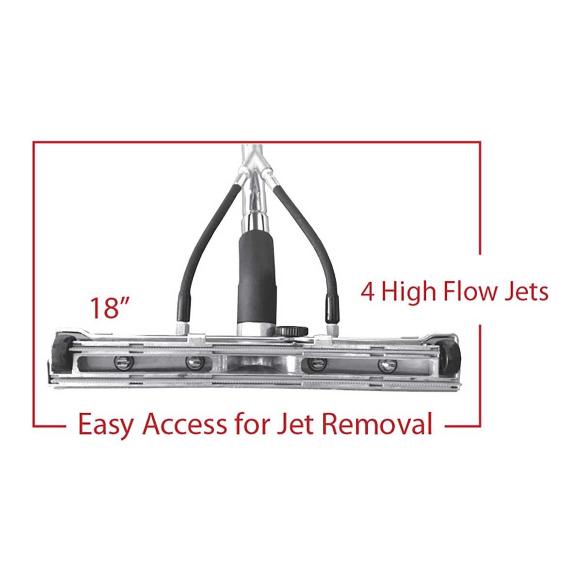 Stone restoration squeegee wand with swivel head and adjustable wheels