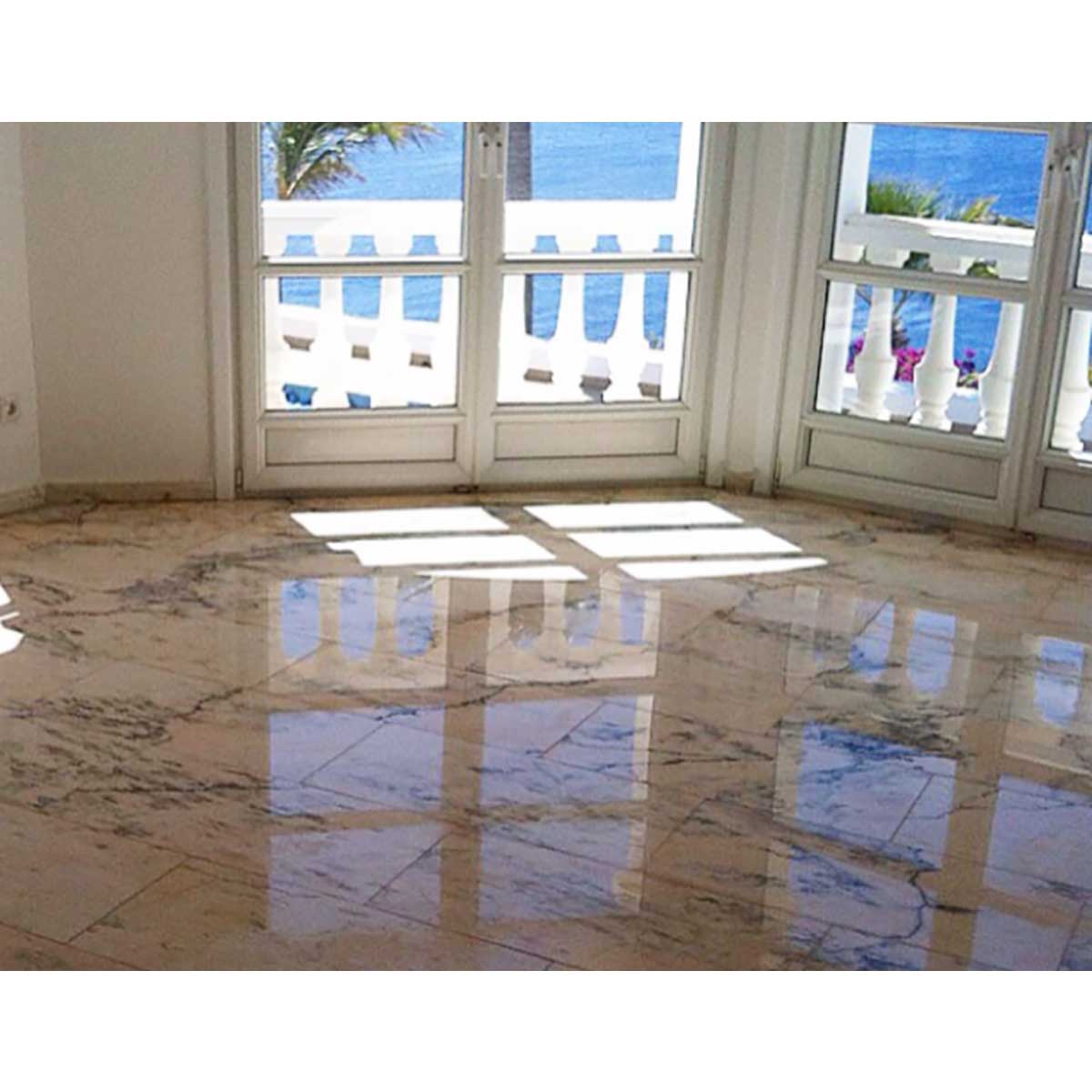 Natural stone honing and polishing pad for residential floor restoration