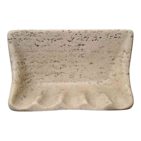 Cast stone soap dish flat back wall mount in Almond finish