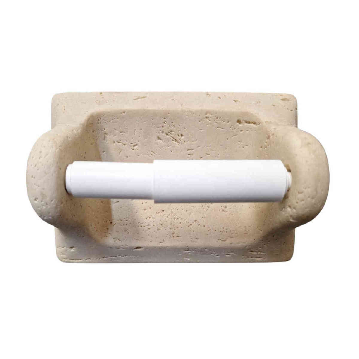 Cast stone toilet paper holder flat back wall mount in ivory finish