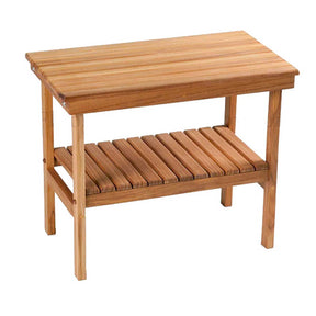Teak deluxe shower bench with removable shelf