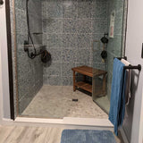 Premium teak bathroom bench in luxury spa