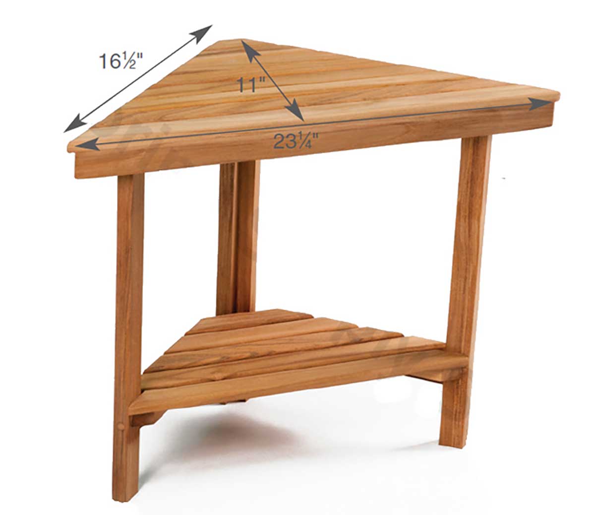 Plantation teak corner shower seat handcrafted in USA