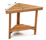Plantation teak corner shower seat handcrafted in USA