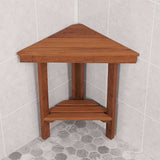 Premium teak corner bench in outdoor shower