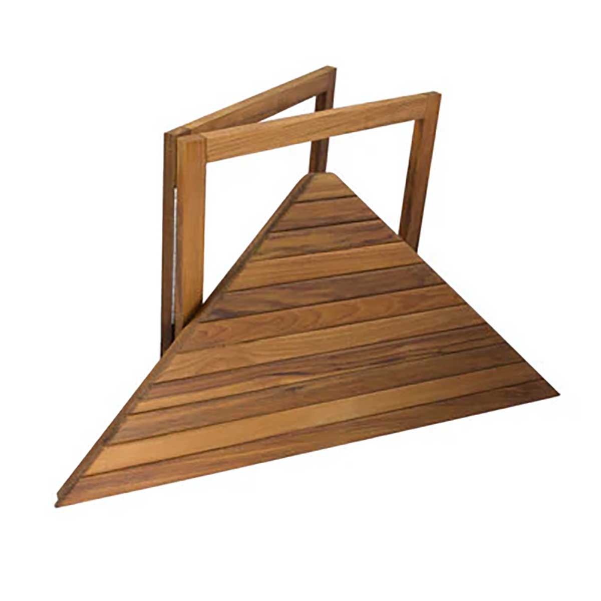 Plantation teak corner bench with removable shelf