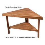Teak shower corner seat with storage shelf