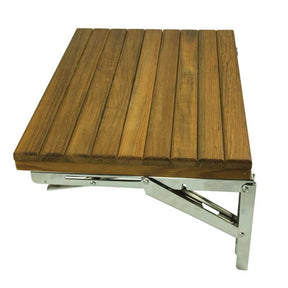Teak Wall Mount Fold-Down Bench