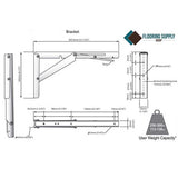 Teak wall mount folding bench installation diagram