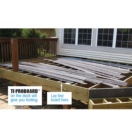 Construction site with a floor being installed, featuring TI-ProBoard Underlayment for Tiling Outdoor Decks