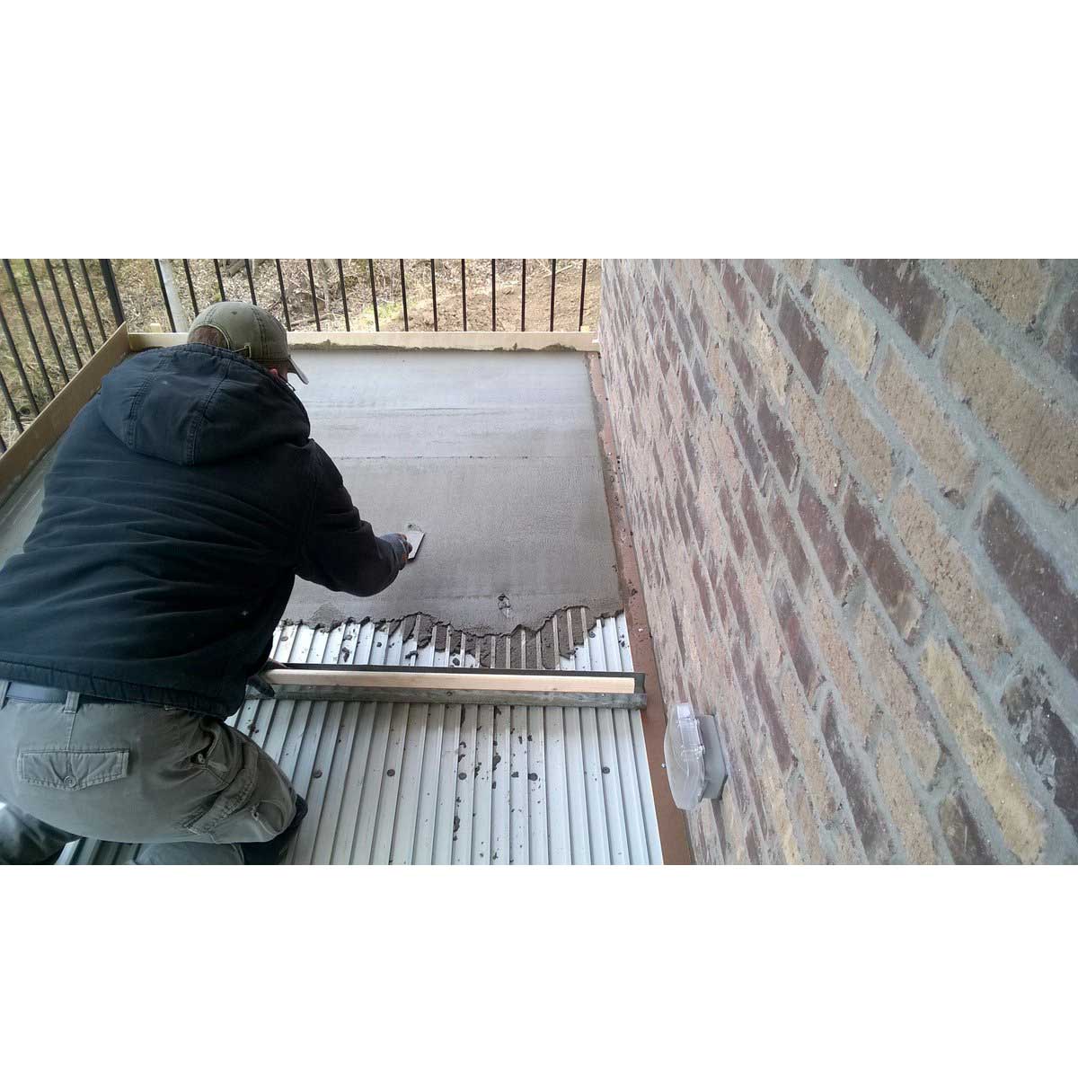 Construction site with a floor being installed, featuring TI-ProBoard Underlayment for Tiling Outdoor Decks