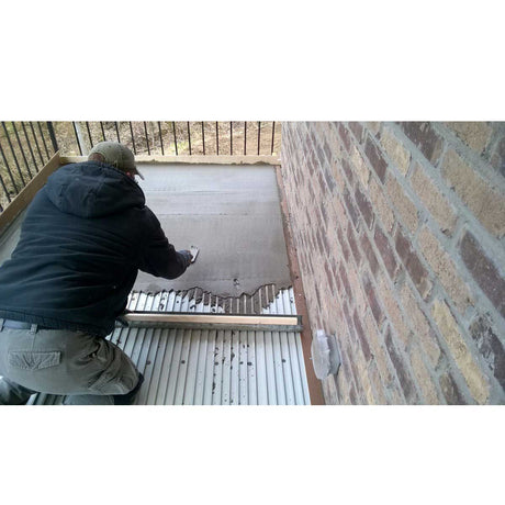 Construction site with a floor being installed, featuring TI-ProBoard Underlayment for Tiling Outdoor Decks