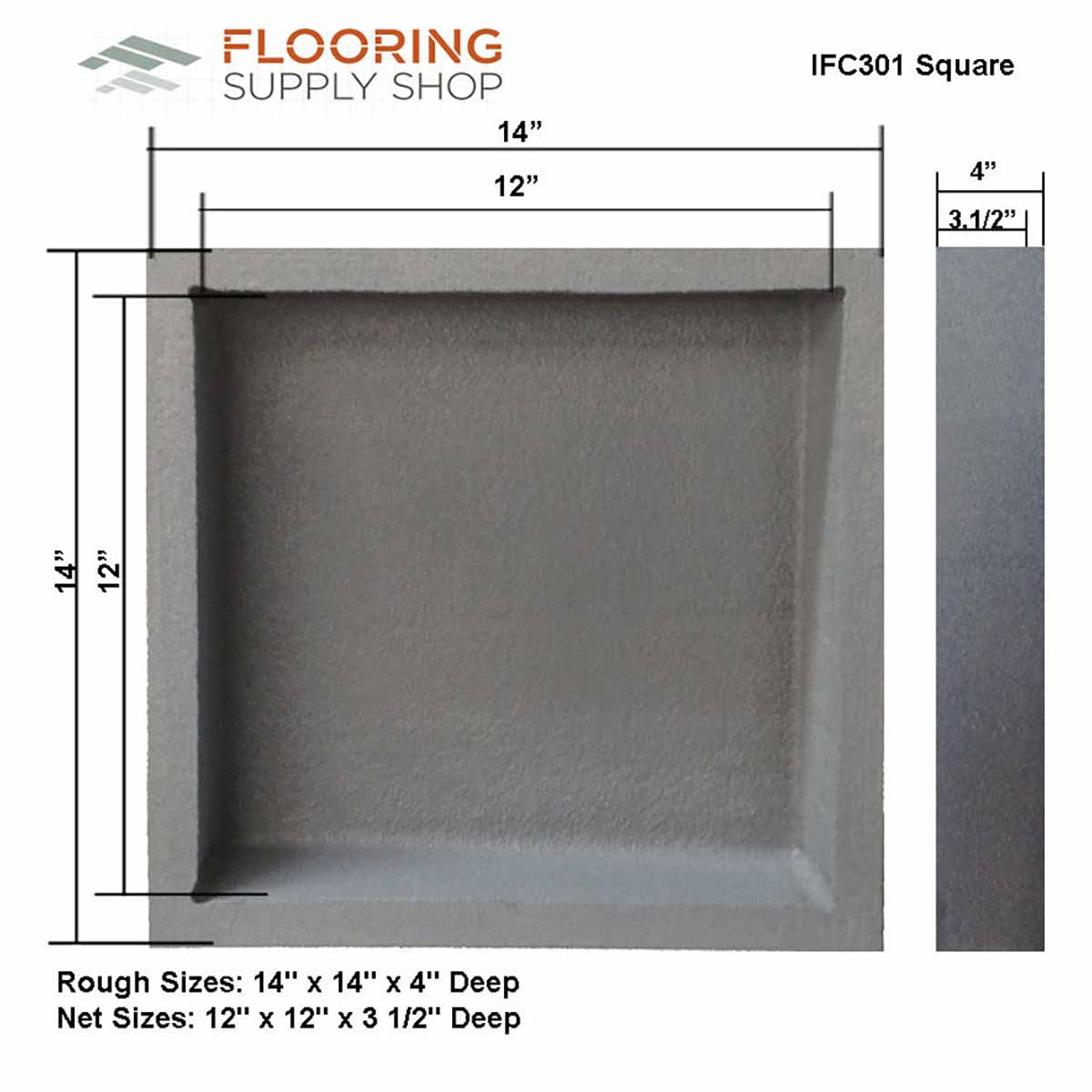 Pre Made Ready to Tile Square shower Waterproof Recess 12 x 12