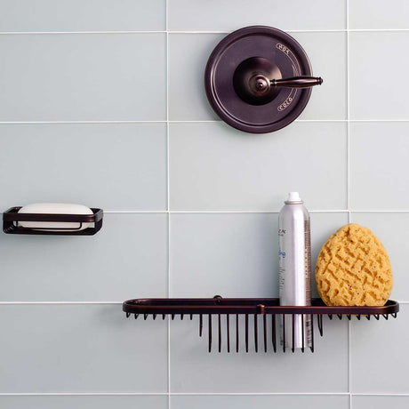 TileWare Promessa Rectangular Soap Combo Basket Installed in a shower wall tile