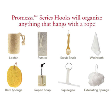 Tileware Promessa Series Hooks with various hanging items