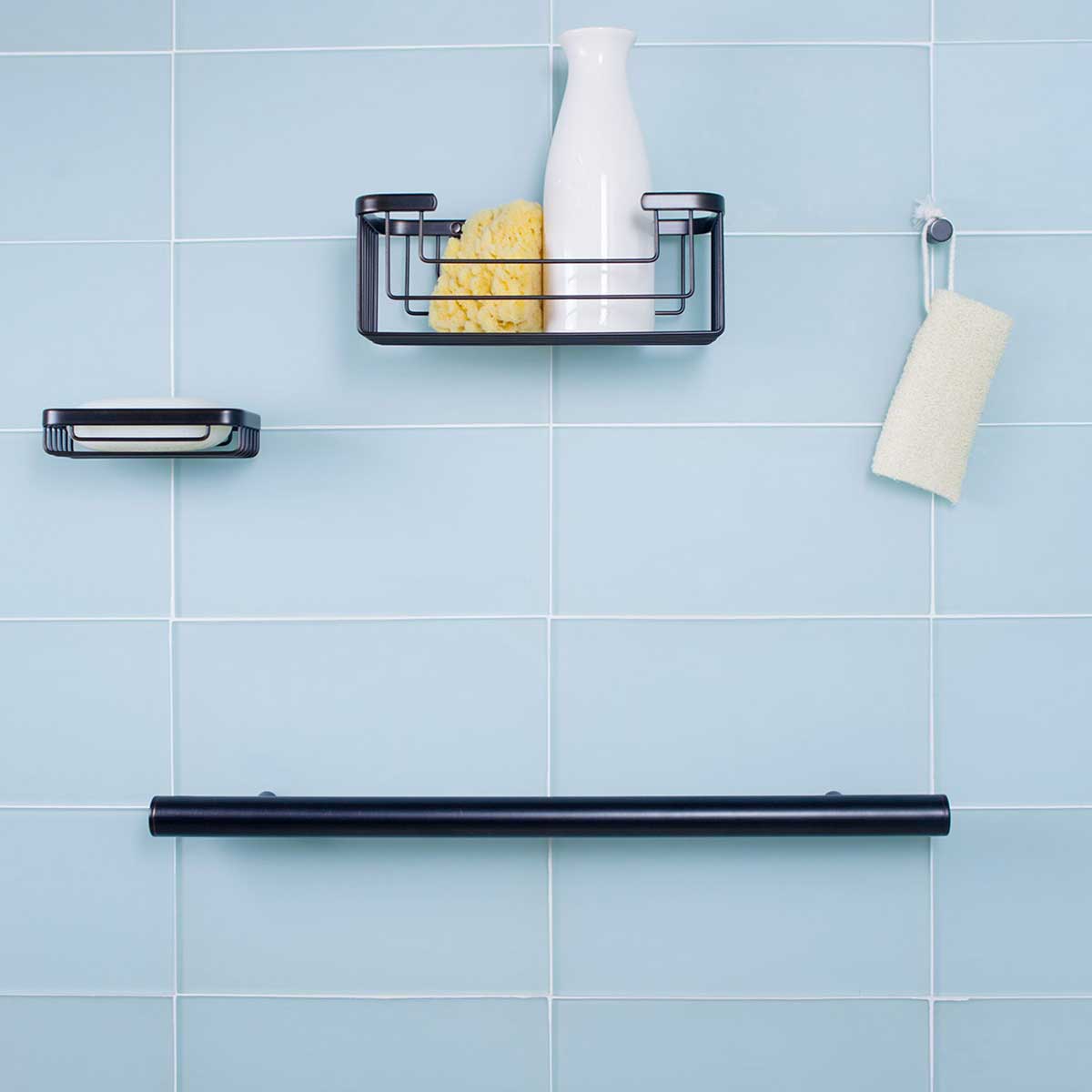 TileWare showcase the product line installed on a blue wall tile Victoria Series 