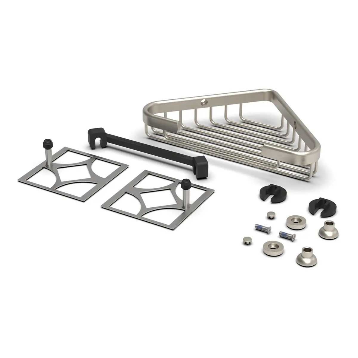 TileWare Promessa Shallow Corner Soap Basket Brushed Nickel