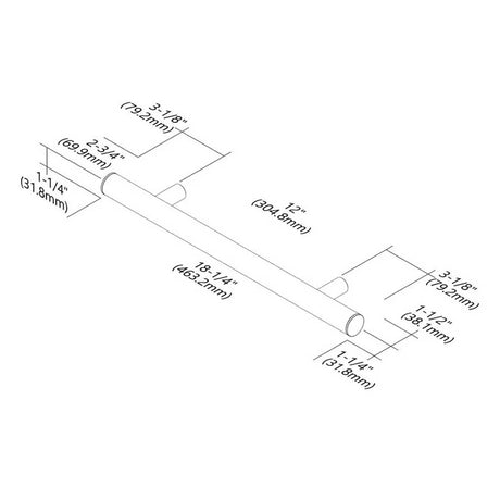 TileWare Straight ADA Grab Bar 18 Victoria Series sketch 