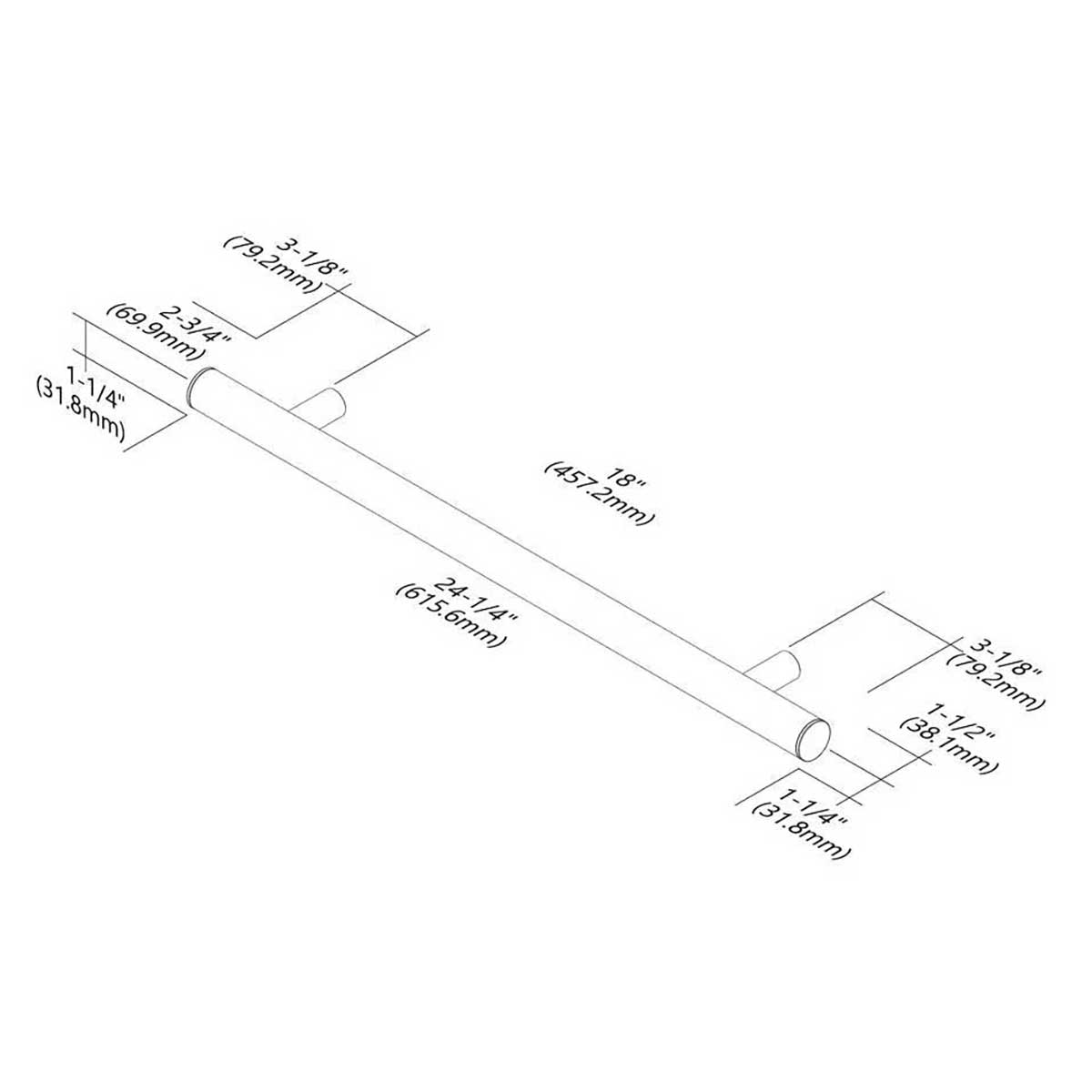 TileWare Straight ADA Grab Bar 24 Victoria Series sketch 
